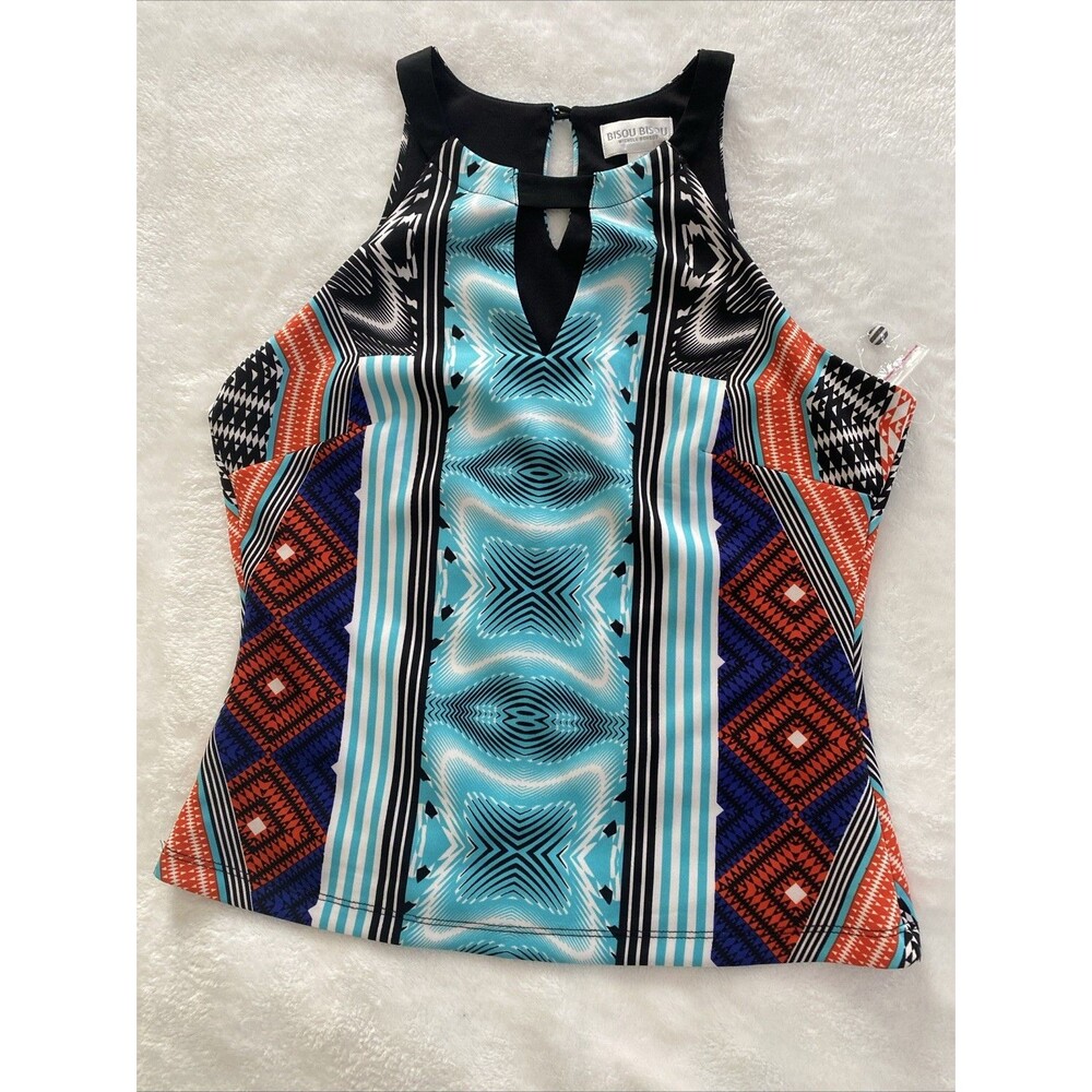 New Bisou Bisou Size Small Vivid Multi Colored Sleeveless Blouse